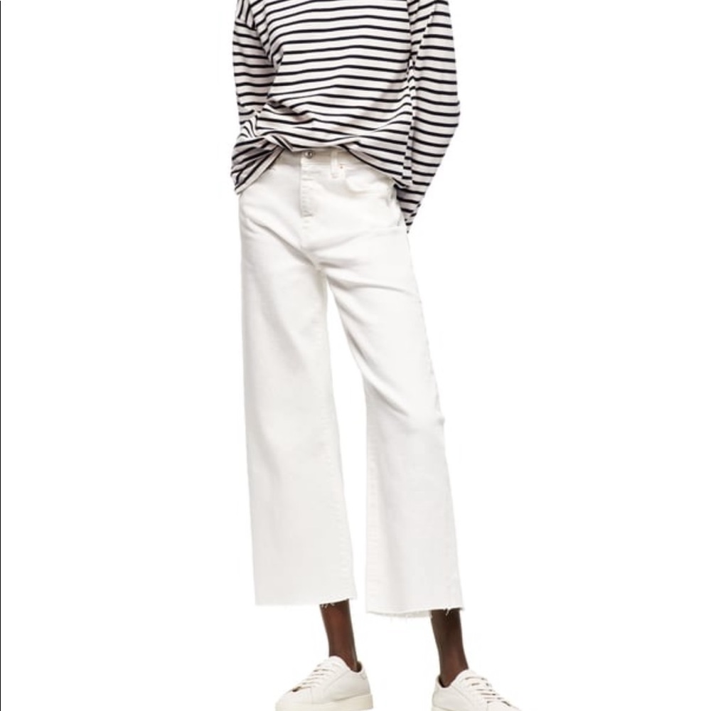 ZARA ZW Signature Premium High Rise Wide Leg Culottes Raw Hem 4 27 $50 NWT - Picture 2 of 16